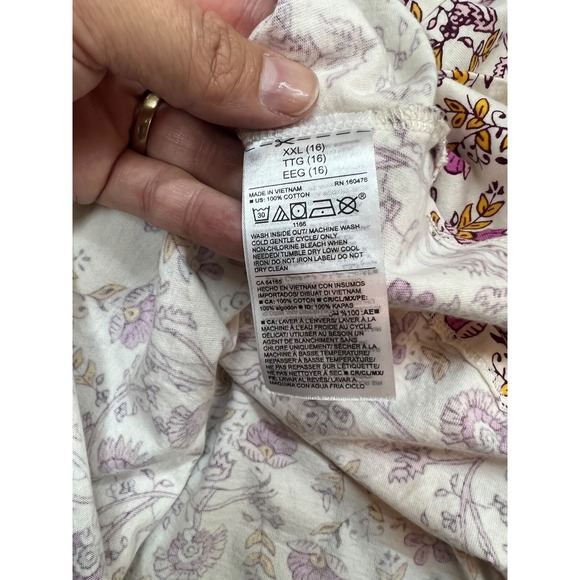 Girls 16 Floral & Paisley 100% Cotton Knit Tie Back Cream Burgandy Mustard Dress - Picture 11 of 11